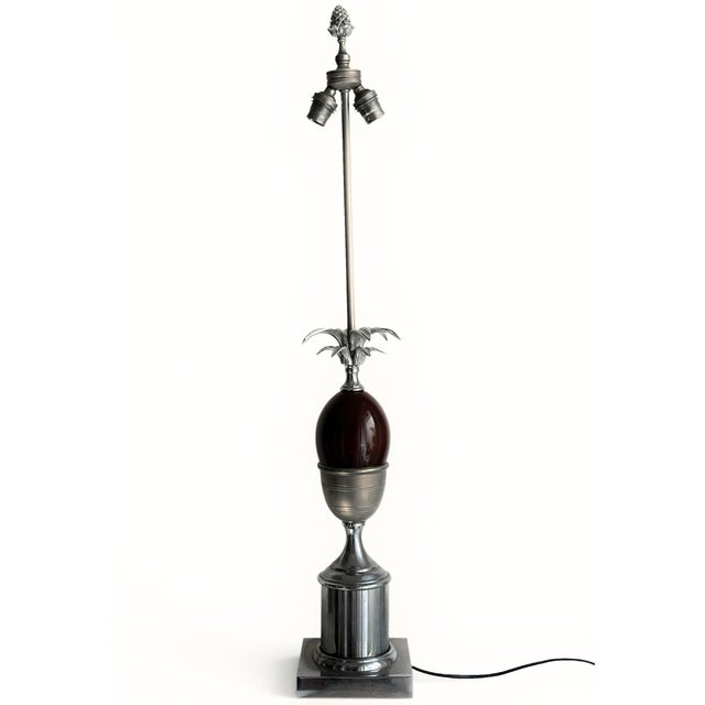 Vintage Pineapple Table Lamp in Chromed Brass and Amber Bakelite, 1970 For Sale - Image 11 of 11