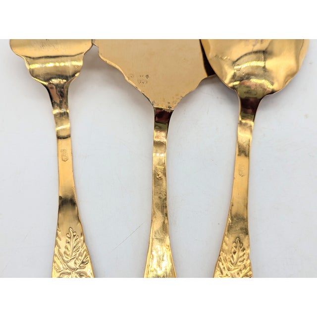 1960s William Adams Italy Gold Tone Serving Utensils Set - Cake Server, Raimond Meat Fork, Serving Spoon- 3 Pieces For Sale - Image 11 of 11