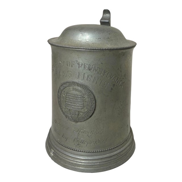 Antique 1905 Pewter College University Pennsylvania Class 8 Tankard Trophy Stein For Sale