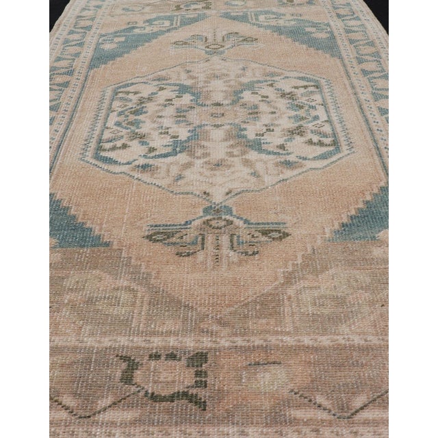 Textile Vintage Oushak Rug With Geometric Medallion 1'9 X 3'4 For Sale - Image 7 of 8