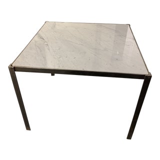Vintage Mid-Century Modern Steelcase Marble Square Dining Table For Sale