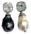 Bochic “Orient” Topaz & White South Pearls Earrings set 18K White Gold & Silver, 2 pieces For Sale