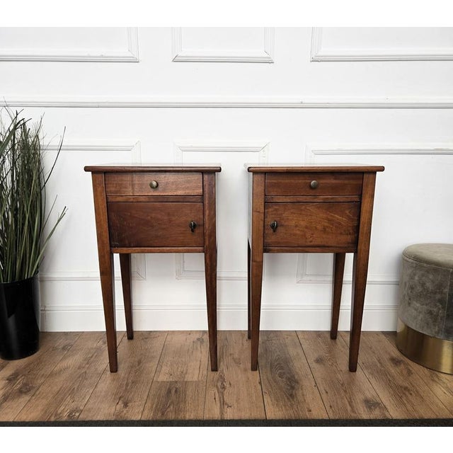 1950s Italian Rustic Wood Nightstands, Tuscany, 1950s, Set of 2 For Sale - Image 5 of 11