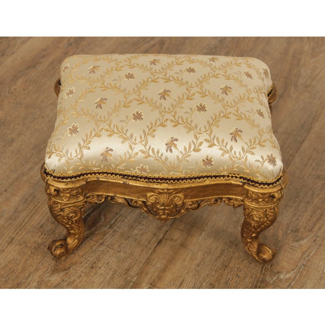 Victorian Antique Victorian Cast Iron Gilt Rococo Style Footstool For Sale - Image 3 of 13