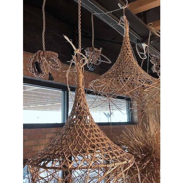 Pair of Decorative French Rattan Pendant Lights For Sale - Image 4 of 10