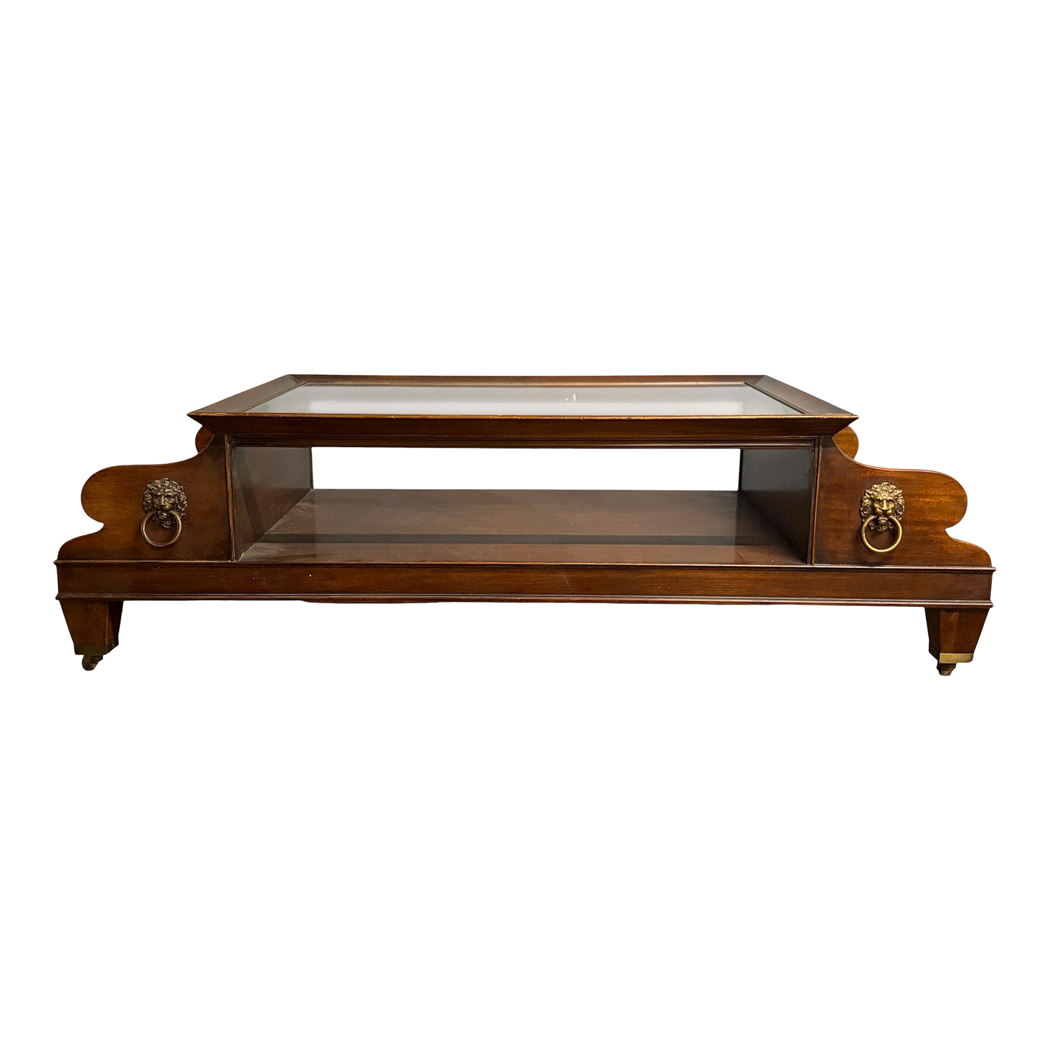 アンティークlion Glass Top Coffee Table Vintage Empire-Style Glass Top Coffee Table With Lion Head Accents
