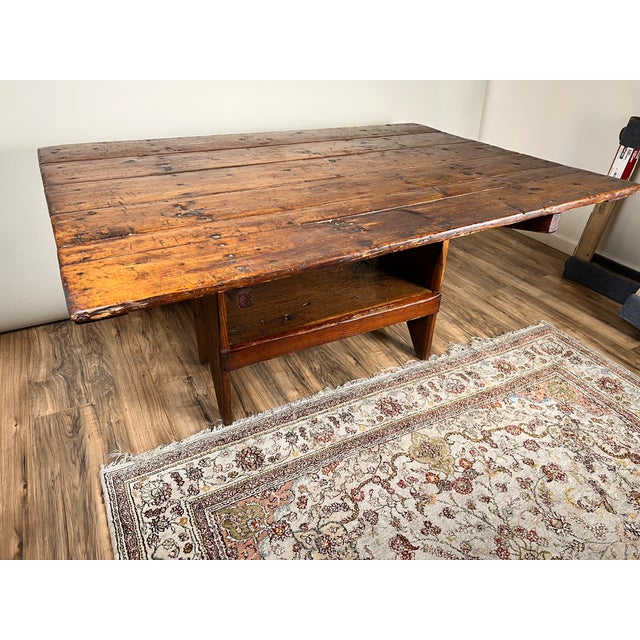 Traditional Antique Country Pine Hutch Table With Six Plank Top C. 18th Century For Sale - Image 3 of 8