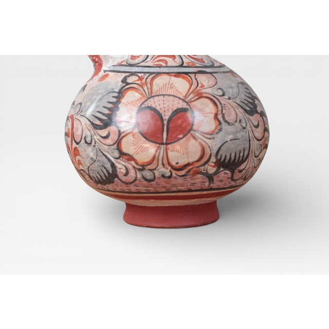 1970s Mexican Tonalá Pottery Pitcher With Haindpainted Floral Motifs For Sale - Image 10 of 15
