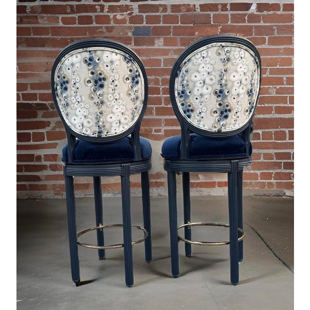 Italian Vintage Italian Swivel Bar Stools- a Pair. For Sale - Image 3 of 6