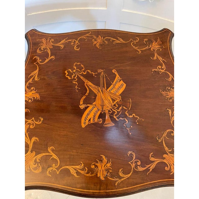 Victorian Marquetry Inlaid Mahogany Side Table, 1880s For Sale - Image 12 of 15