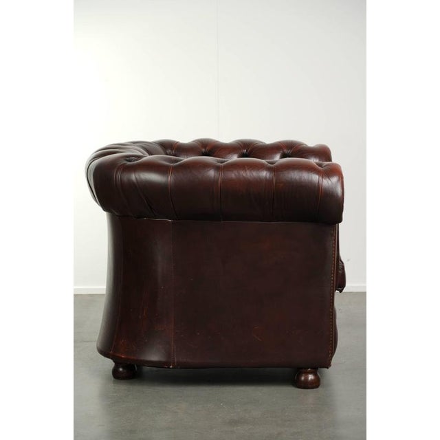 English Cowhide Chesterfield Club Lounge Chair For Sale - Image 3 of 13
