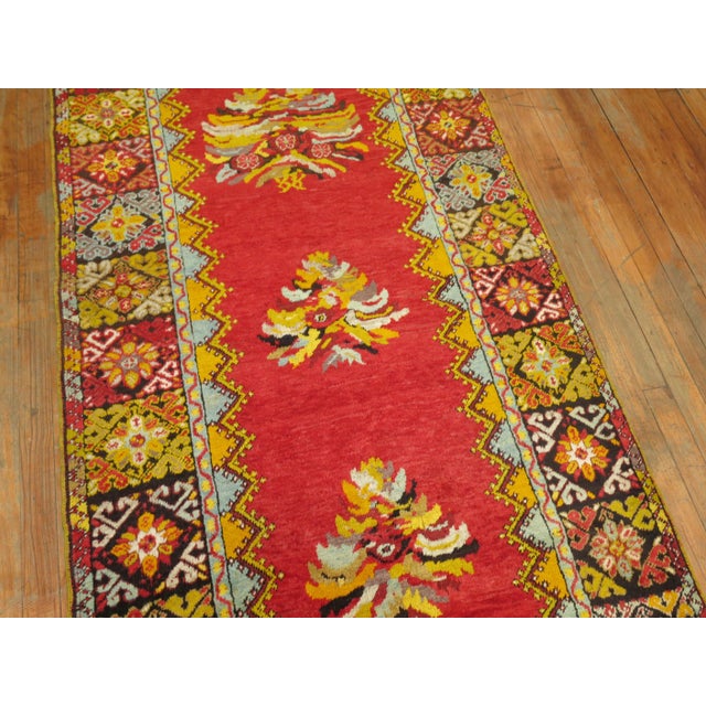Early 21st Century Bright Floral Turkish Runner - 3'5" x 12' For Sale - Image 4 of 6