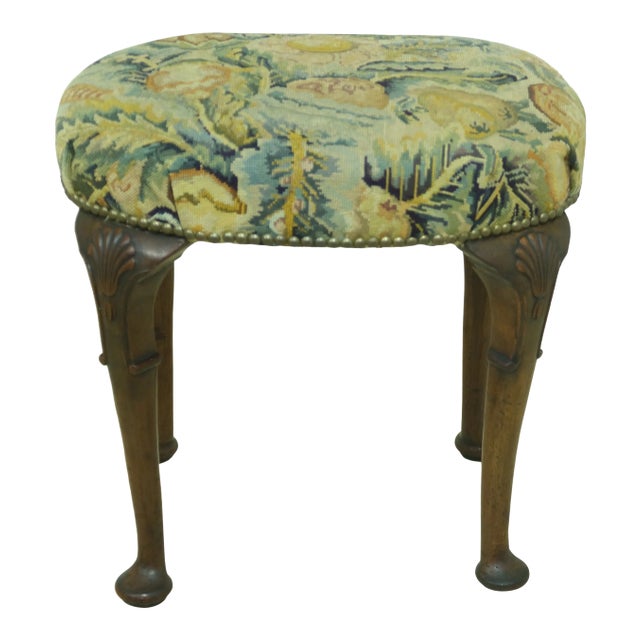 Vintage English George III Needlepoint Ottoman For Sale