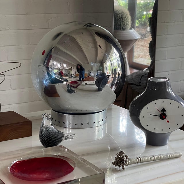 Chrome Mid 20th Century Robert Sonneman "Gazing Ball" Lamp For Sale - Image 8 of 12