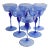 Set of 6 Murano Octagonal Wine Glasses in Blue Glass After Salviati For Sale