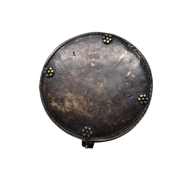 Antique Ornate "Lost Wax" Cast-Brass Dhokra-Type Box With Pierced Floral Lid & Rosette Feet For Sale - Image 11 of 18