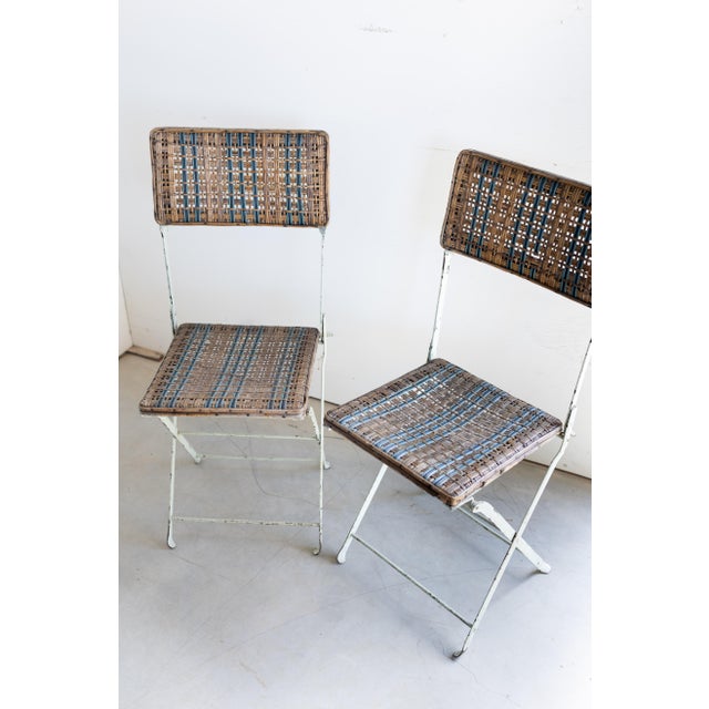 Late 19th Century Pair of French Rattan Folding Chairs For Sale - Image 6 of 13