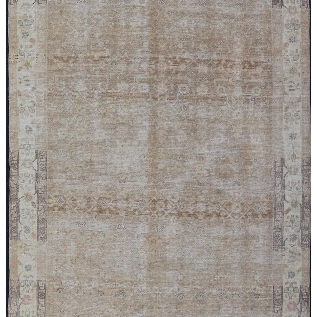 Persian Hamedan Vintage Gallery Rug With Sub-Geometric Design Earth Tones For Sale - Image 4 of 11