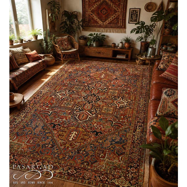 Pasargad DC Fine Hand Knotted Antique Heriz Rug For Sale - Image 4 of 4