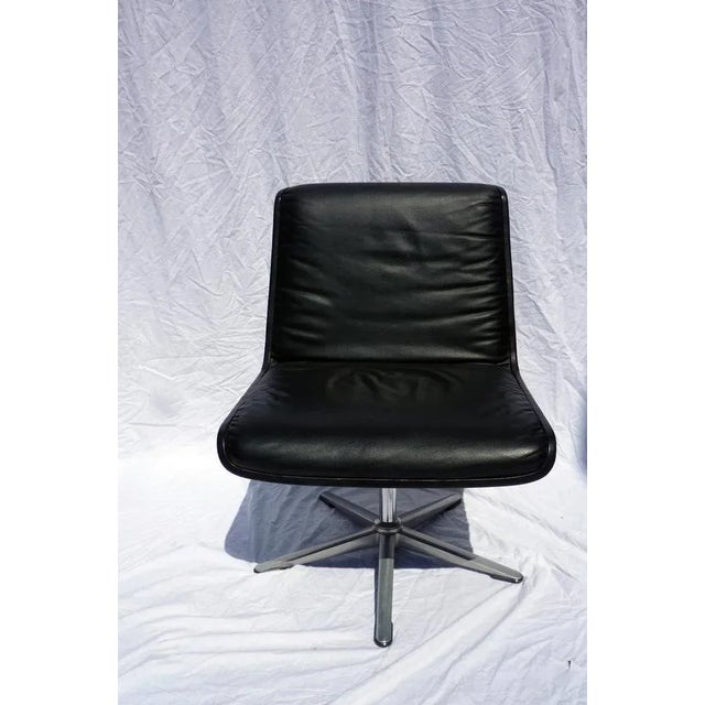 Black Leather Swivel Chair For Sale - Image 7 of 7
