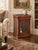 Vintage Solid Wood Locking Accent Cabinet With Engraved Metal Panels For Sale In Los Angeles - Image 6 of 6
