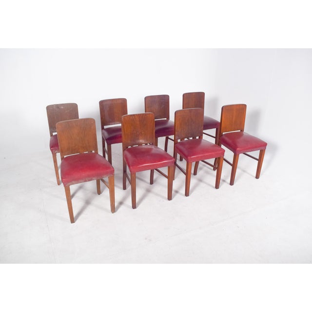 Art Deco Portuguese Dining Chairs, 1940s, Set of 8 For Sale - Image 3 of 11