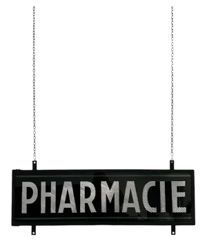 Vintage French Industrial Double Sided Glass Pharmacy Sign