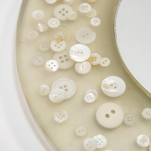 Mirror with Button Inclusions attributed to Pierre Giraudon, 1970s For Sale - Image 6 of 7