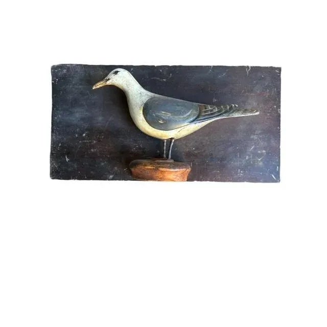 1900 American Folk Art Wood Carved Seagull on Board For Sale - Image 9 of 9