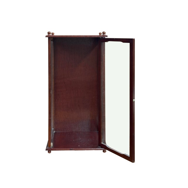 Brown Vintage Square Brown Frame Glass Door Display Case Box For Sale - Image 8 of 13