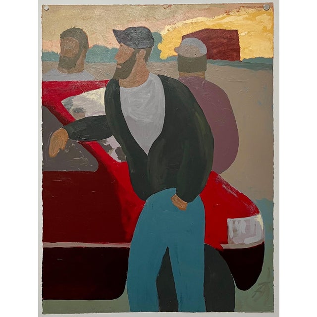 Edward Avedisian, Large Hudson River Figurative Modernist Landscape Oil Painting Edward Avedisian For Sale - Image 12 of 12