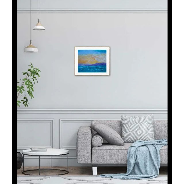 Blue Modern Coastal Sunsets — Seascape Oil Painting For Sale - Image 8 of 9