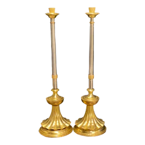 Late 19th Century Italian Candlestick Lamps - a Pair