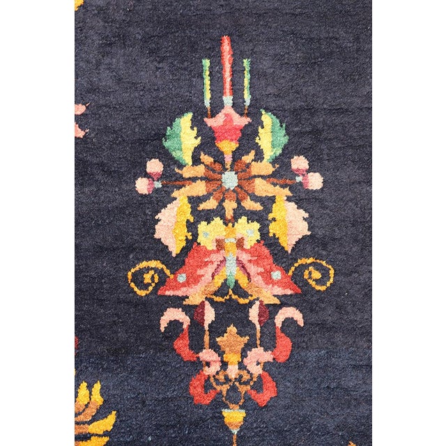 Textile 1920s Chinese Deco Rug | Vintage Chinese Art Deco Rug | Floral Deco Rug For Sale - Image 7 of 10