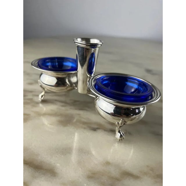 Silver Italian Set of Salt and Pepper and Toothpick Set in 800 Silver and Crystal, 1990s, Set of 2 For Sale - Image 8 of 9