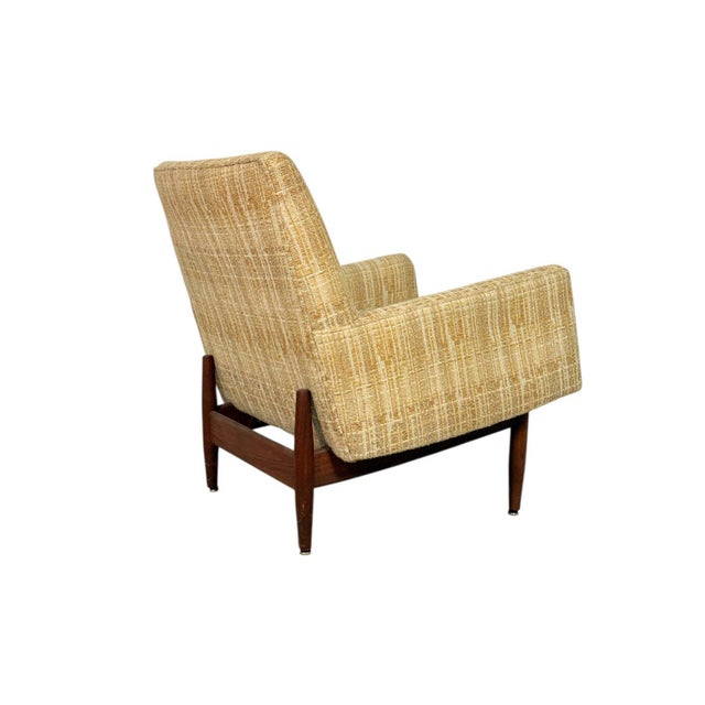 1950s Jens Risom Club Lounge Chair With Walnut Frame For Sale - Image 9 of 13