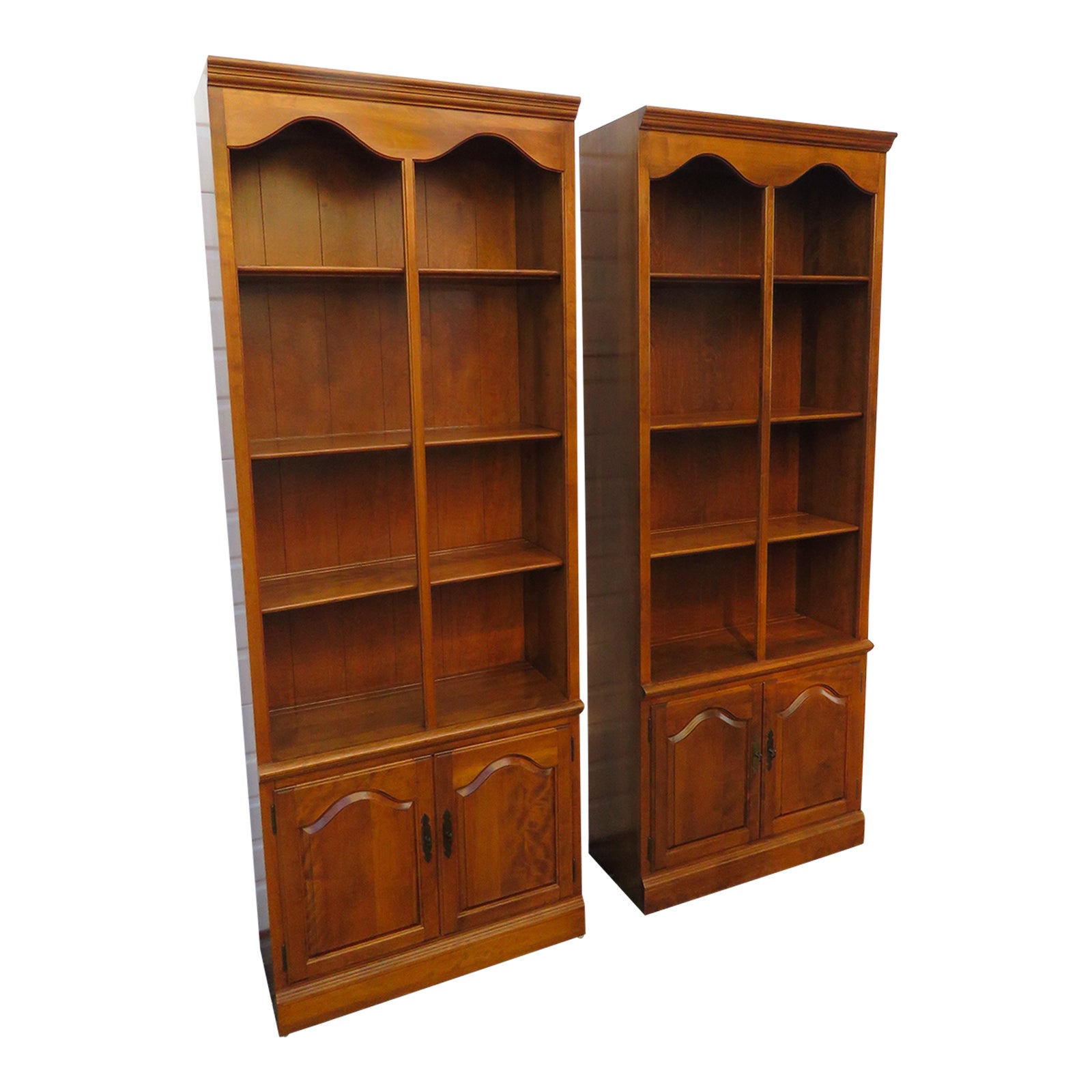 Ethan Allen Solid Maple Tall Narrow Bookcases Shelving a Pair Chairish