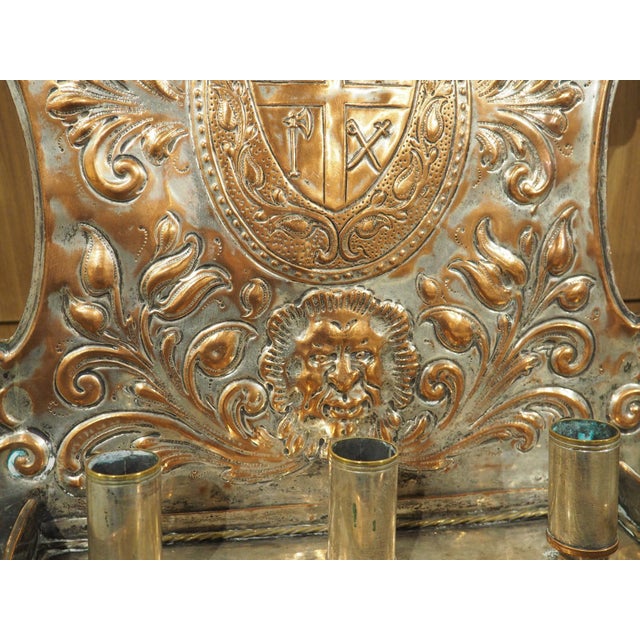 Metal Pair of 19th Century French Silver Plated Copper Repousse 3-Light Wall Sconces For Sale - Image 7 of 18