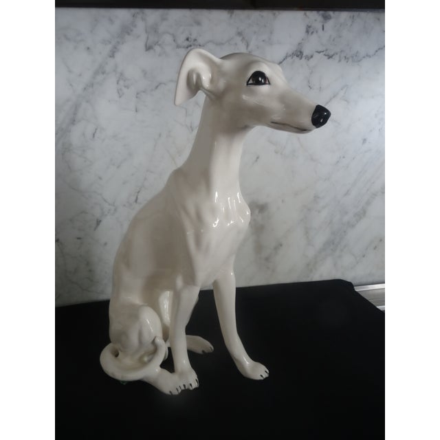 Italian Vintage Porcelain Whippet For Sale - Image 3 of 5