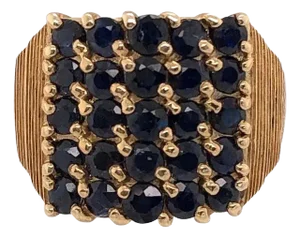 14 Karat Yellow Gold Contemporary Ring With Sapphire Cluster