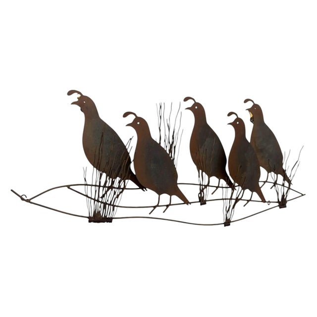Mid-Century Modern Vintage C. Jeré Signed Metal Quail Covey Wall Sculpture 1980 For Sale - Image 3 of 11