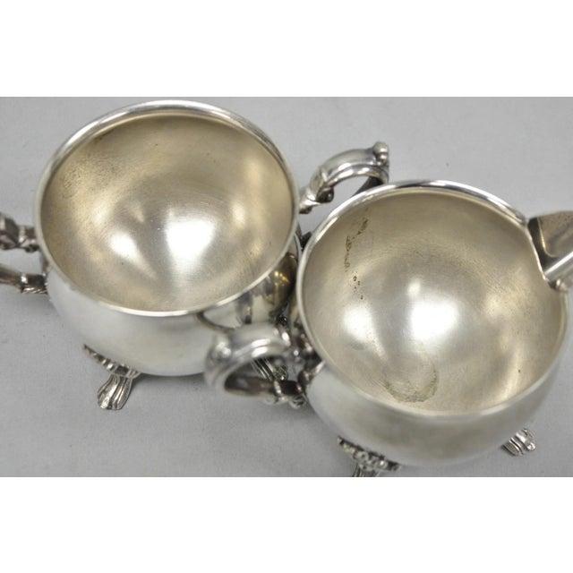 Vintage Sheridan Victorian Silver Plated Footed Lidded Sugar Bowl & Creamer Set For Sale - Image 10 of 12