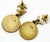 Chanel Vintage Gold Plated CC Star Round Black Coin Dangle Piercing Earrings *Marked 01 *Made in France -It is...