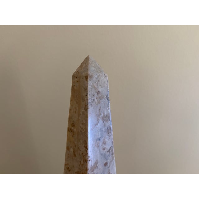 Late 20th Century Neoclassical Marble Obelisk in Variegated Brown and Tan Stone For Sale - Image 4 of 12