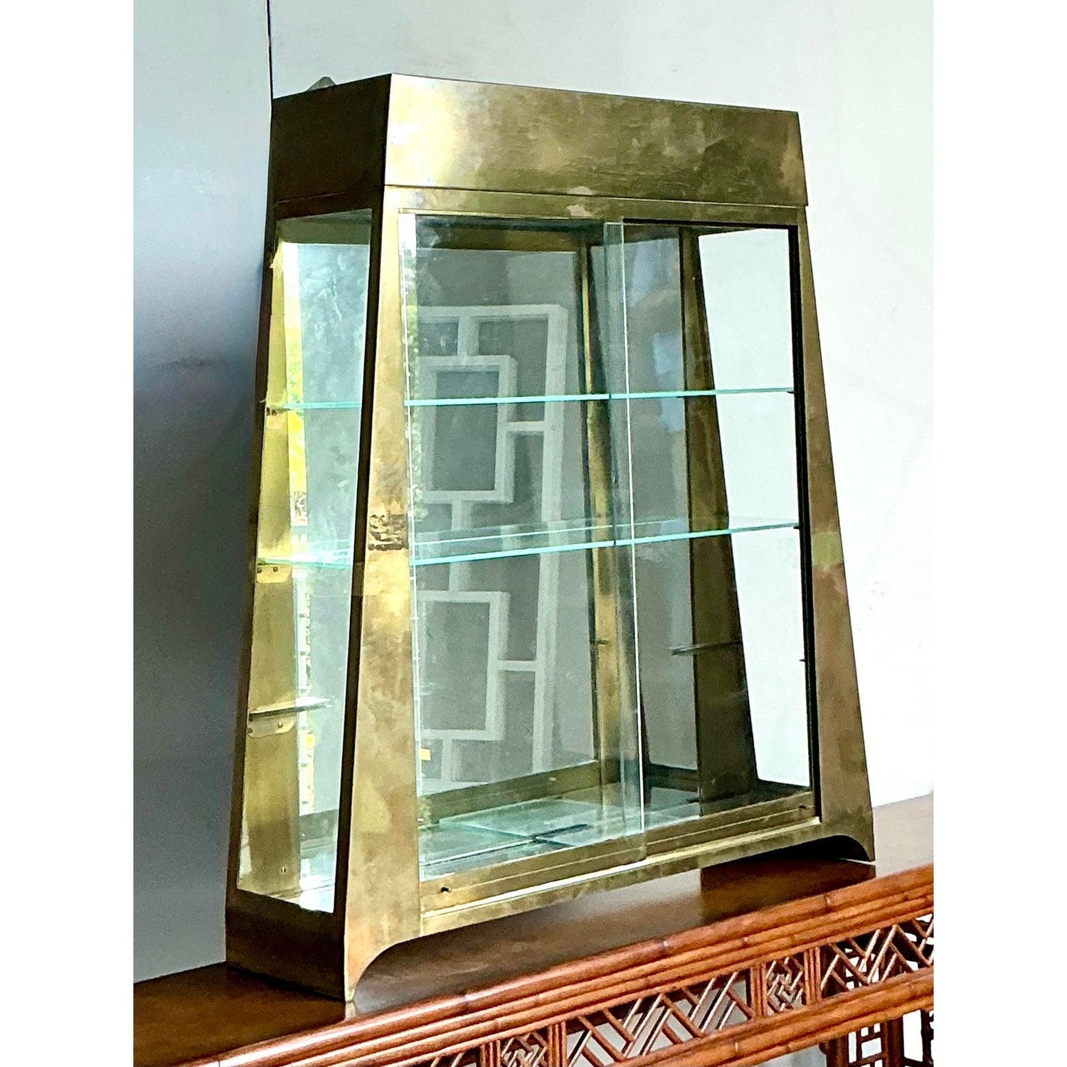 Vintage Boho Brass Tabletop Etagere - Side view