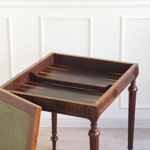 Antique French Walnut Gaming Table with Removable and Rotating Top For Sale - Image 9 of 18