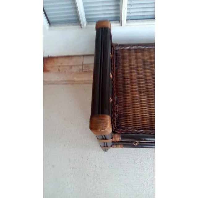 1980s Burt Bamboo Rattan Footstool Ottoman Brown For Sale - Image 4 of 8