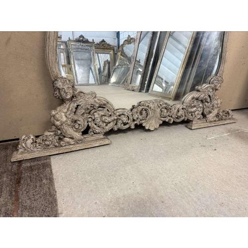 19th Century Large 19th Century Antique Italian Painted Shaped Top Overmantle Mirror For Sale - Image 5 of 7
