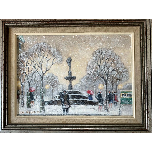 Framed oil on canvas board by Guy Carleton Wiggins (1883–1962). Wiggins was an American impressionist painter known for...