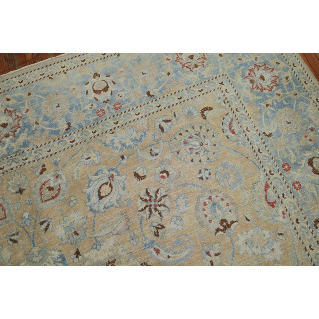 Persian Meshed Beige Blue Teal Antique Rug - 10' x 13' For Sale - Image 11 of 12
